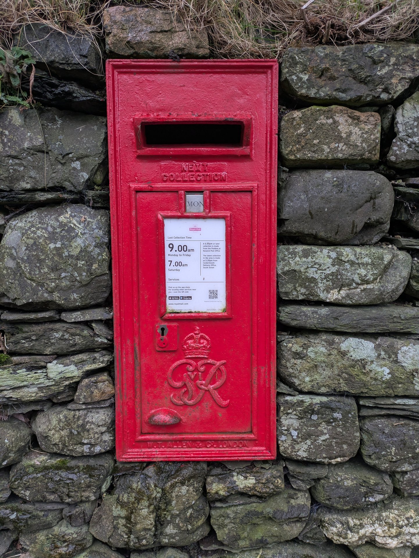 B5289, Buttermere, King George VI, Wall Box