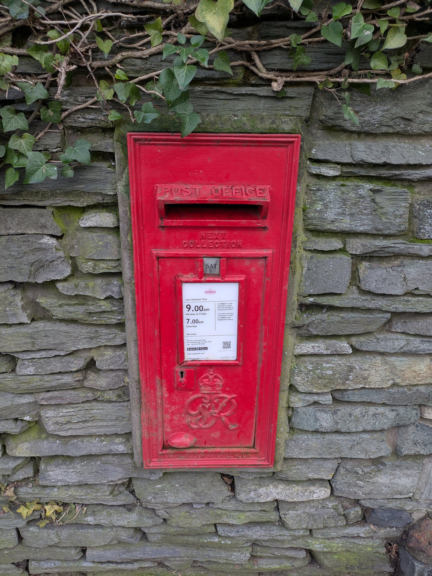 Main Street, Great Crosthwaite, King George VI, Wall Box