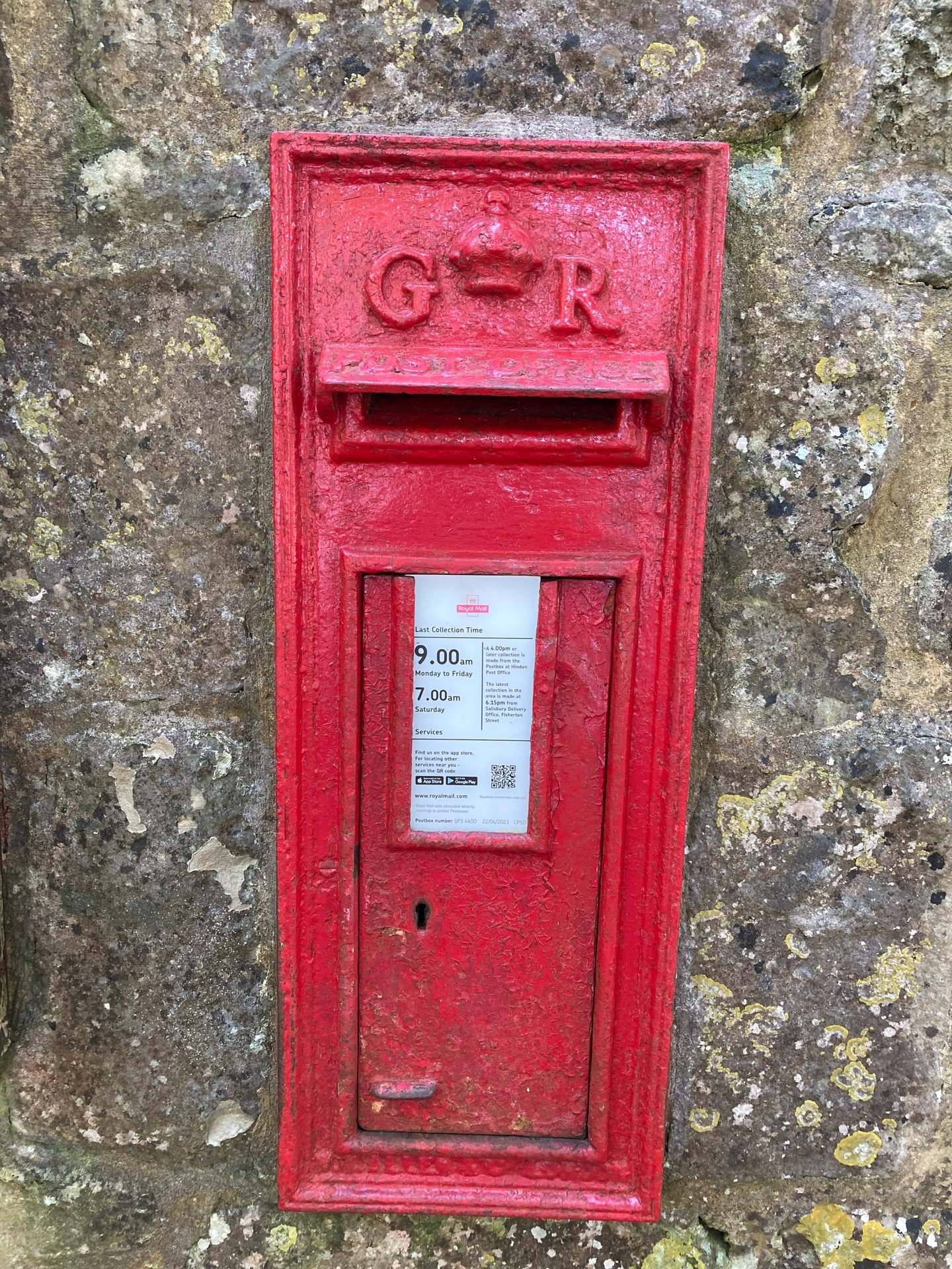All Saints Church, Chicklade, King George V, Wall Box